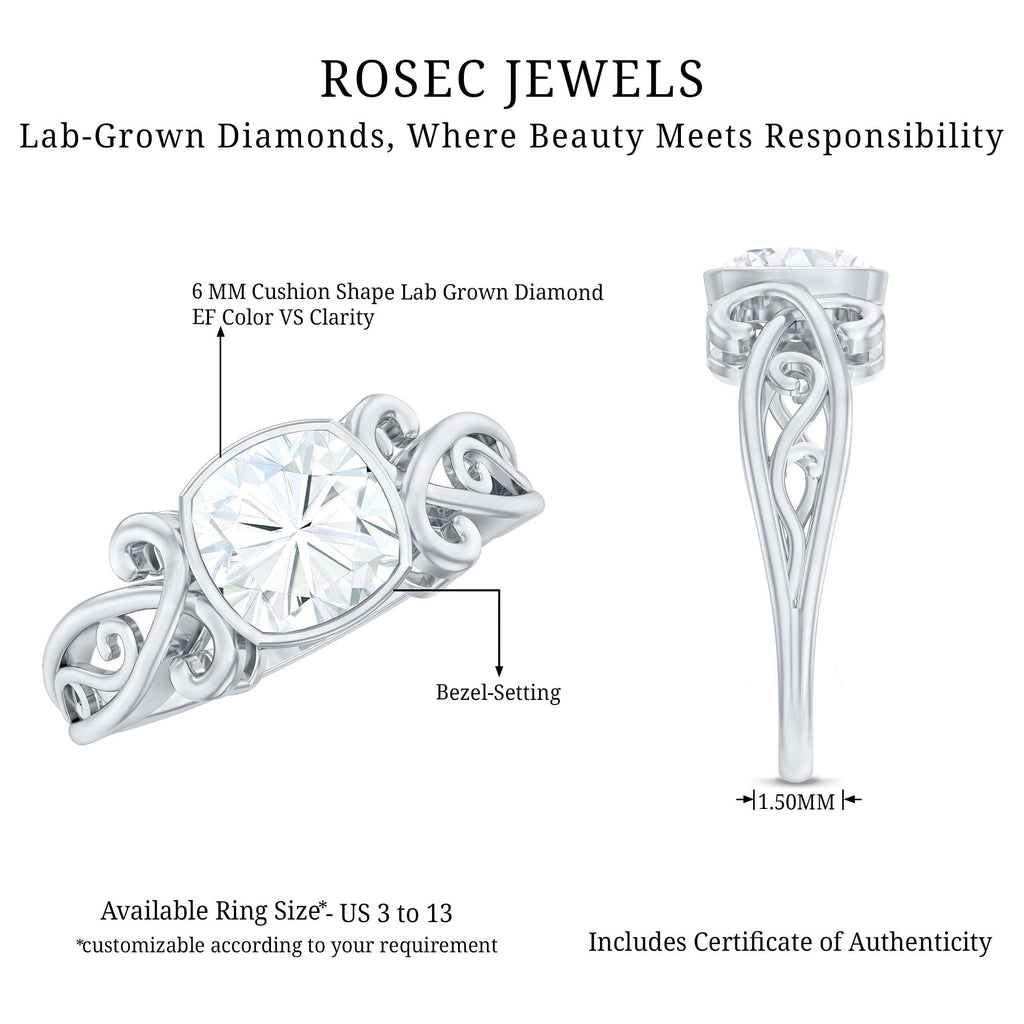 1 Carat Lab Grown Diamond Cushion Engagement Ring