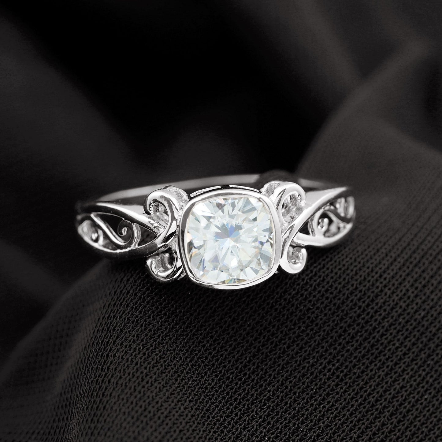 1 Carat Lab Grown Diamond Cushion Engagement Ring