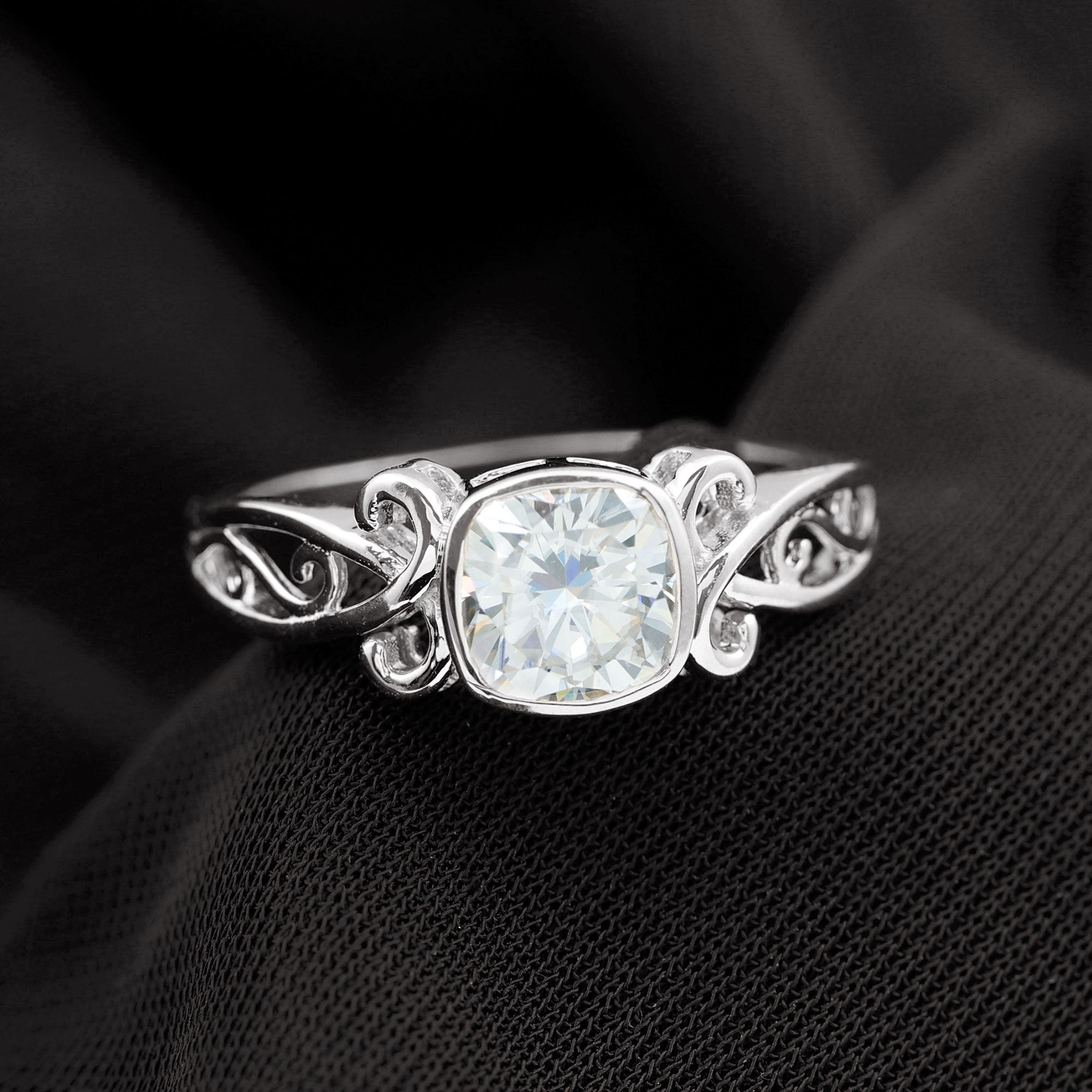 1 Carat Lab Grown Diamond Cushion Engagement Ring