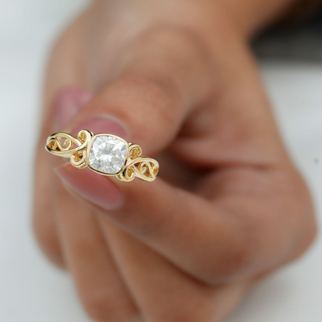 1 Carat Lab Grown Diamond Cushion Engagement Ring