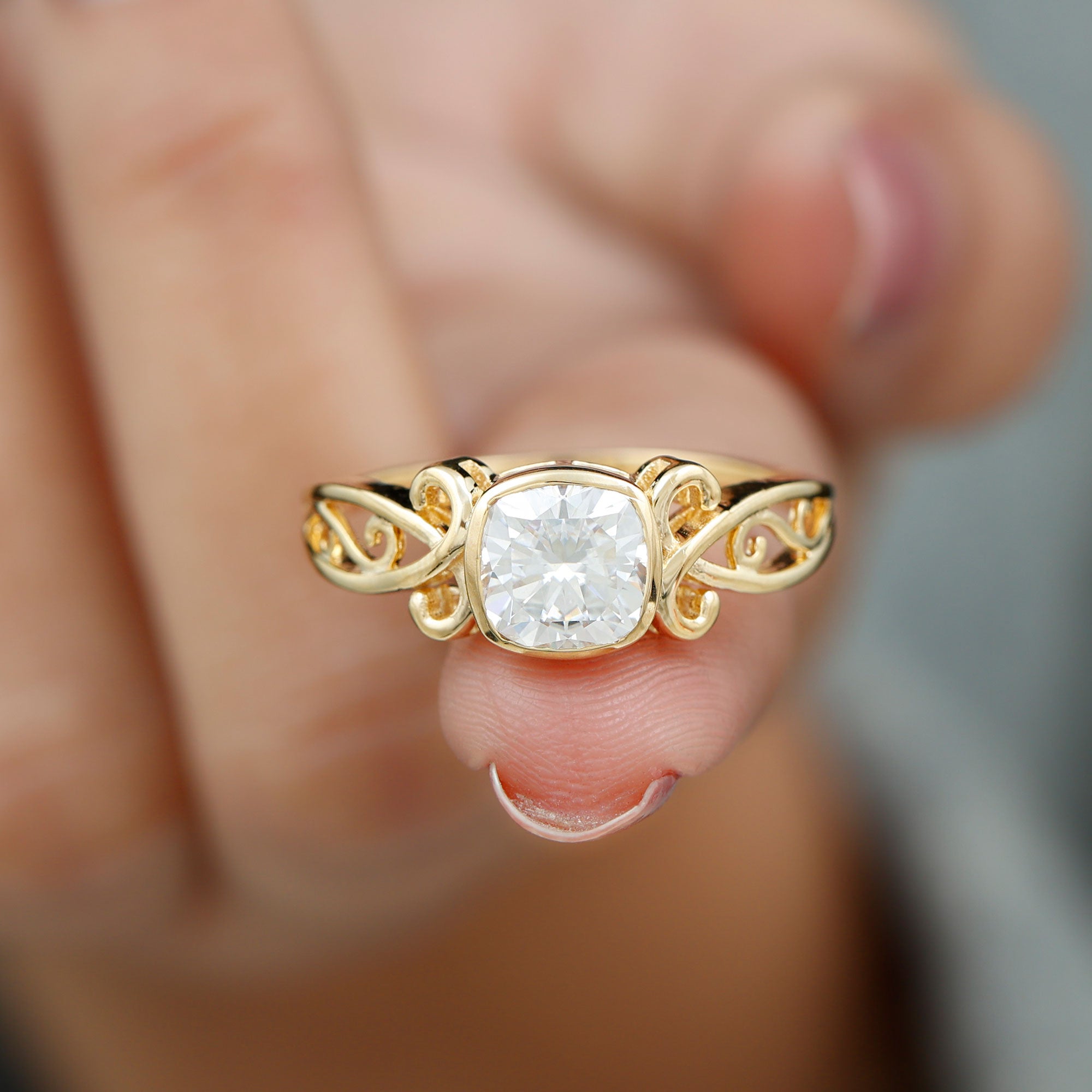 1 Carat Lab Grown Diamond Cushion Engagement Ring