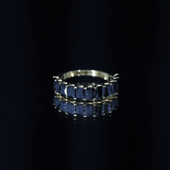 Emerald Cut Lab Created Black Diamond Half Eternity Band in Silver