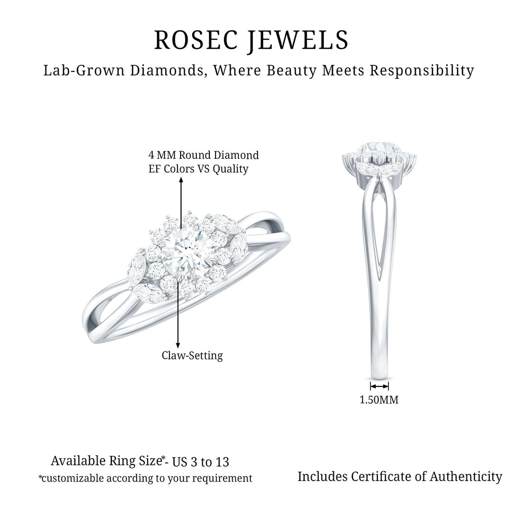 Halo Style Lab Grown Diamond Nature Engagement Ring