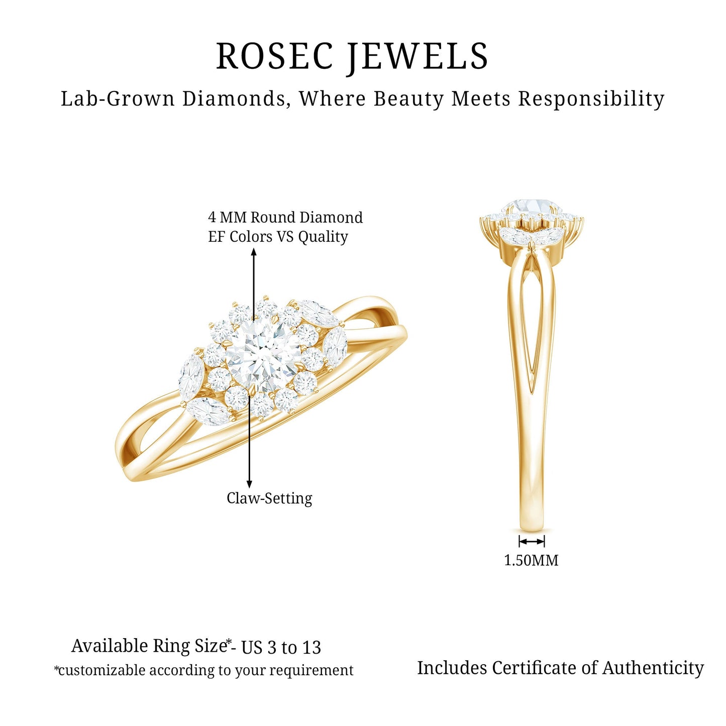 Halo Style Lab Grown Diamond Nature Engagement Ring