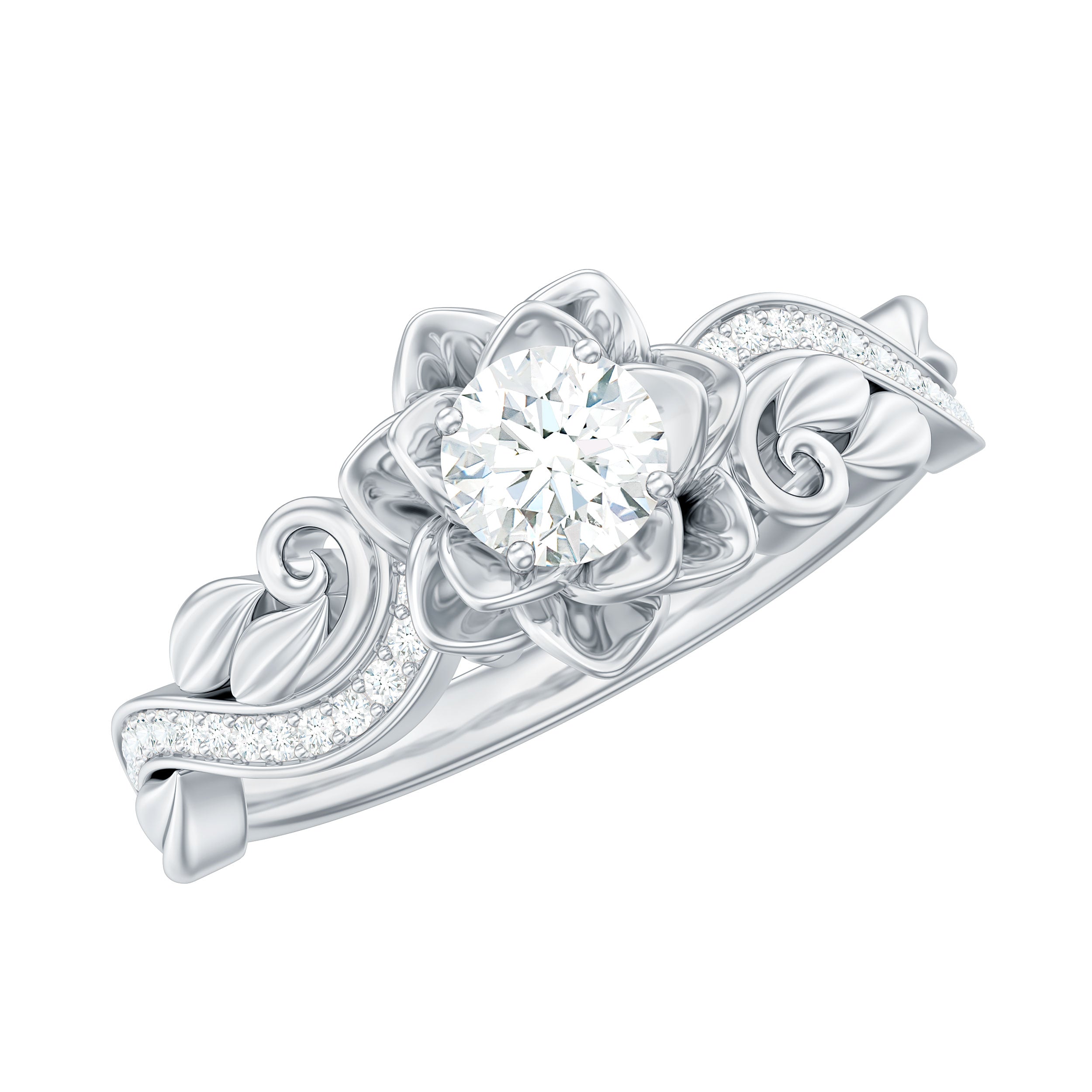 Lab Grown Diamond Flower Engagement Ring for Her