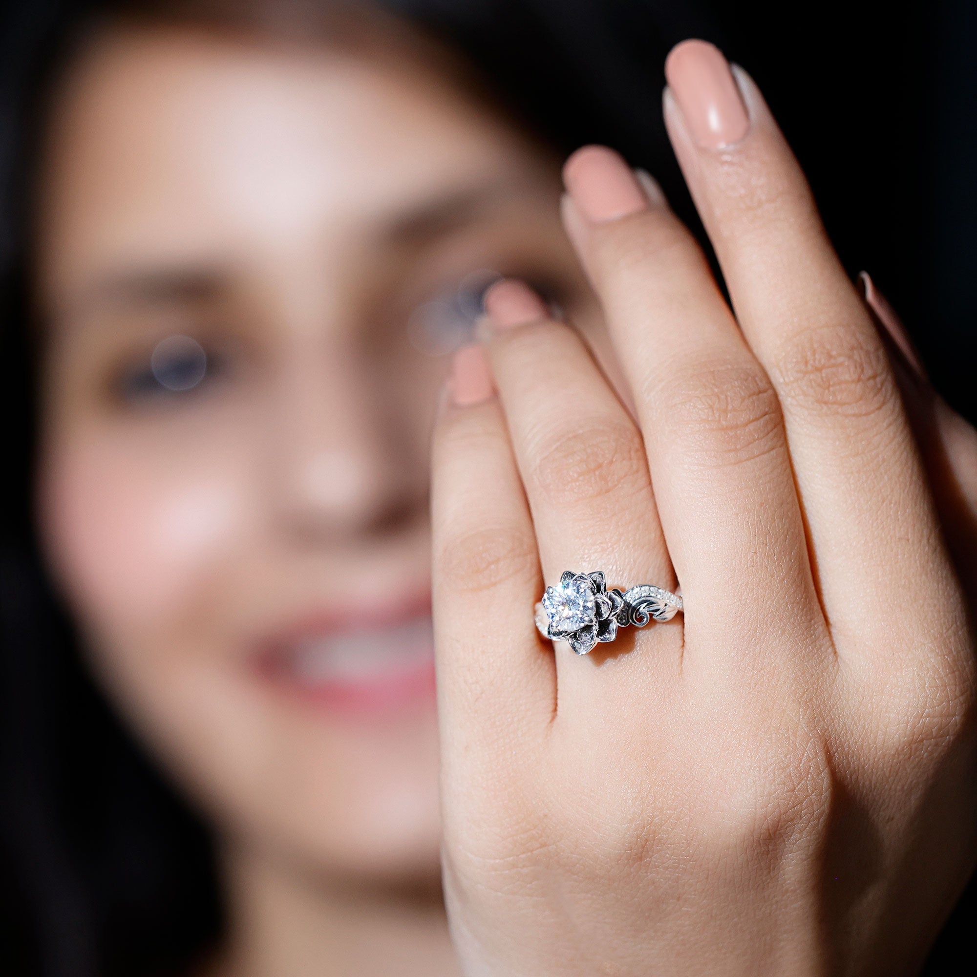 Lab Grown Diamond Flower Engagement Ring for Her