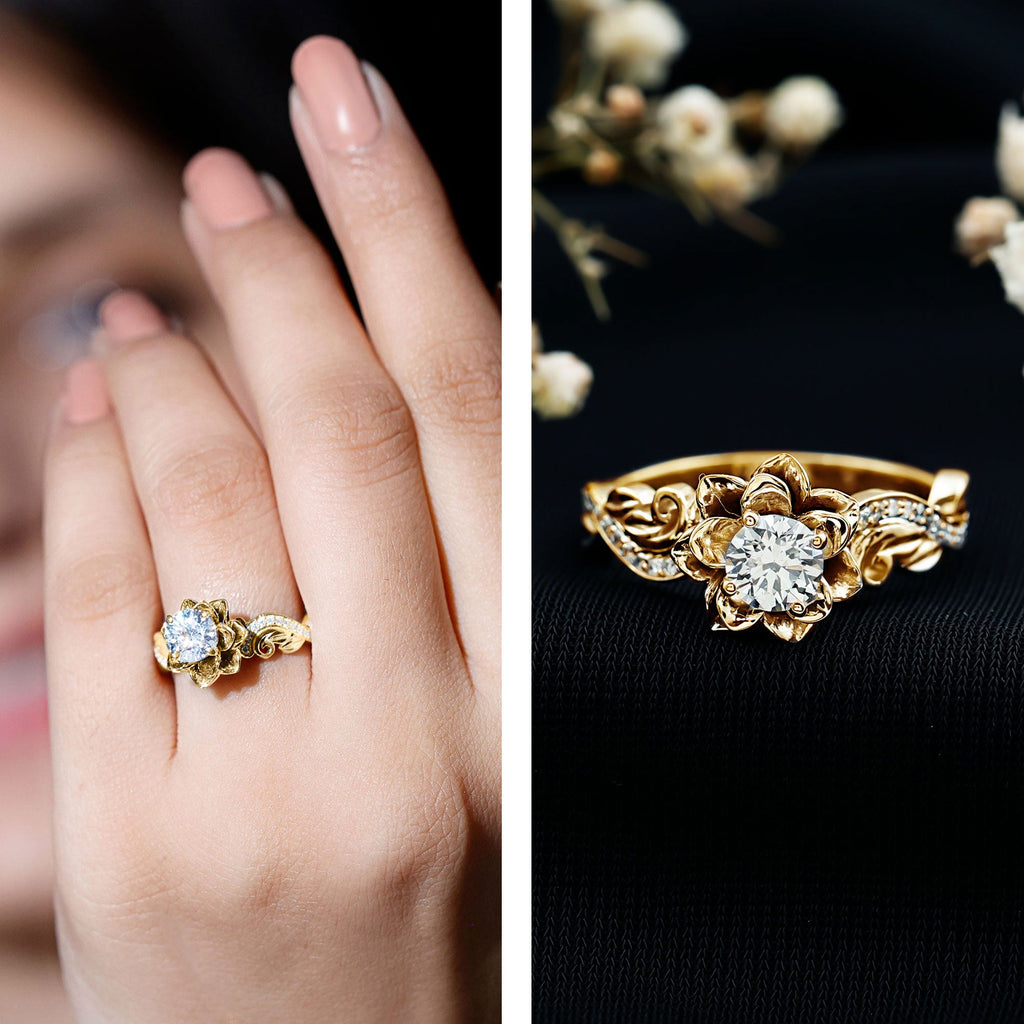 Lab Grown Diamond Flower Engagement Ring for Her