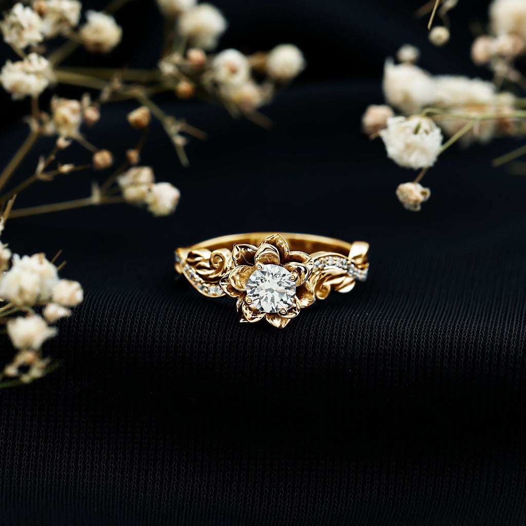 Lab Grown Diamond Flower Engagement Ring for Her