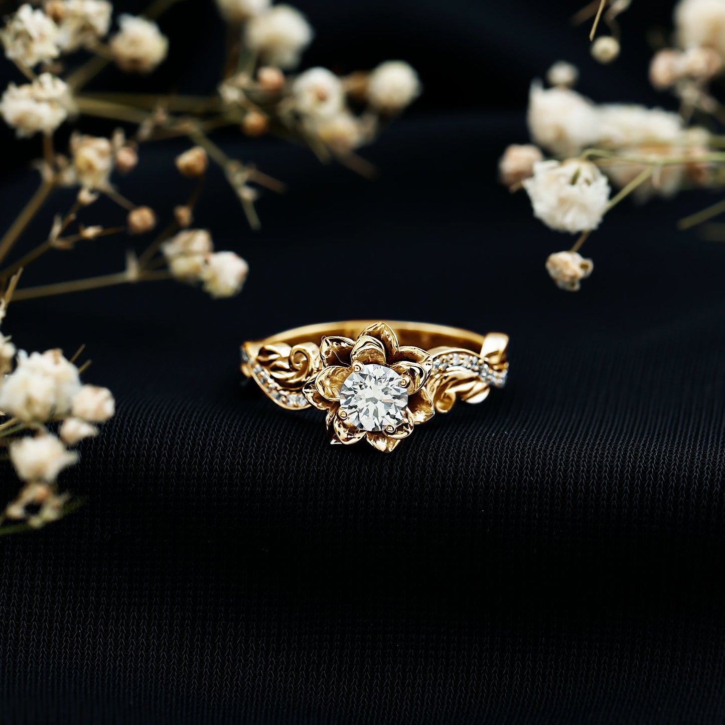 Lab Grown Diamond Flower Engagement Ring for Her