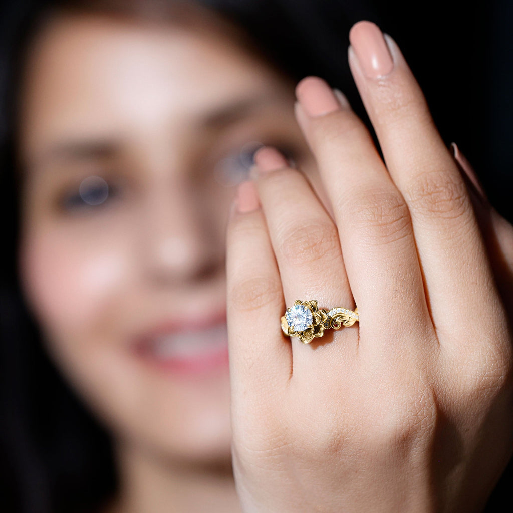 Lab Grown Diamond Flower Engagement Ring for Her