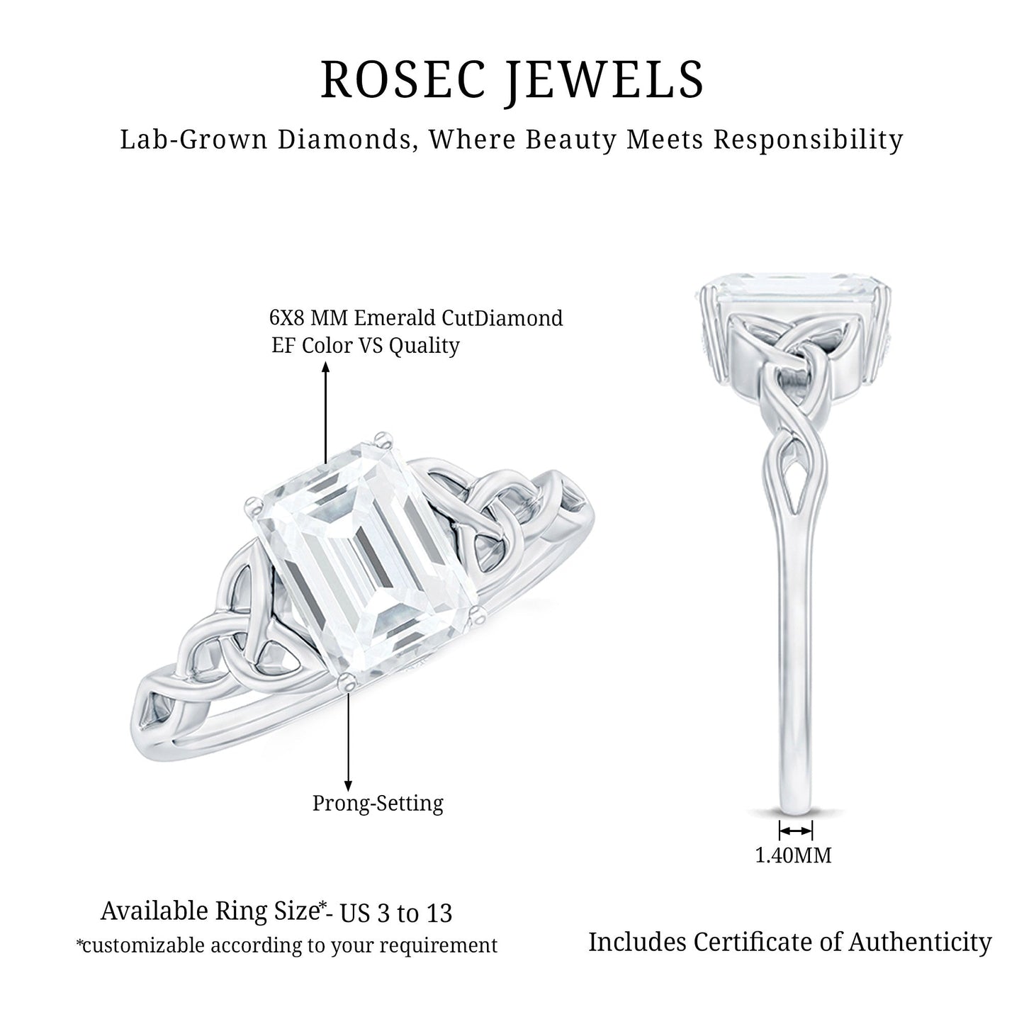 Celtic Design Inspired Lab Grown Diamond Engagement Ring