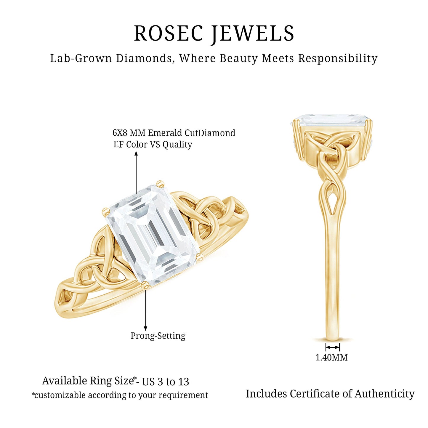 Celtic Design Inspired Lab Grown Diamond Engagement Ring