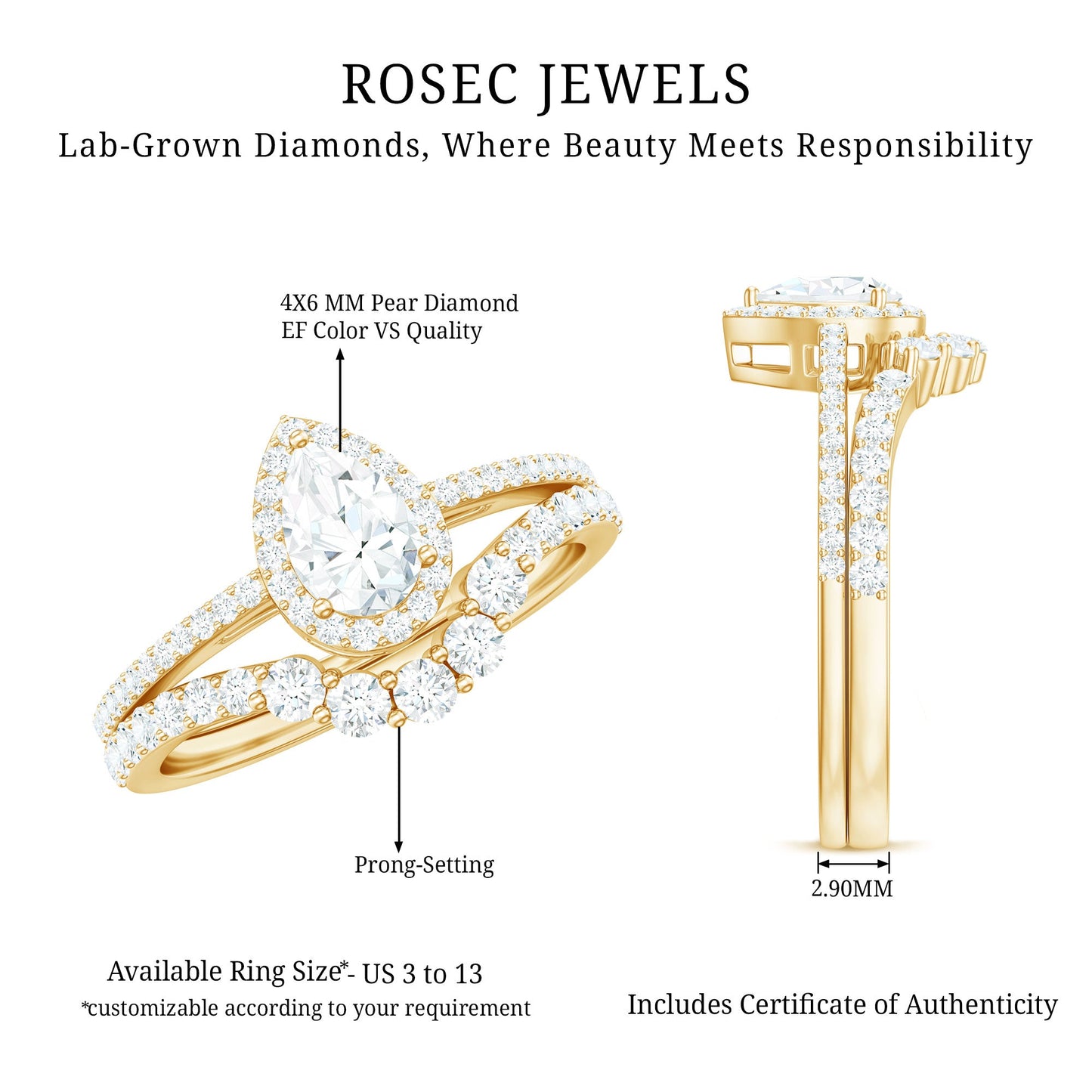 Lab Grown Diamond Designer Bridal Ring Set for Her