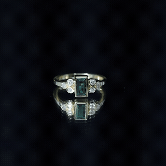 Bezel Set Lab Grown Emerald and Diamond Pre Engagement Ring