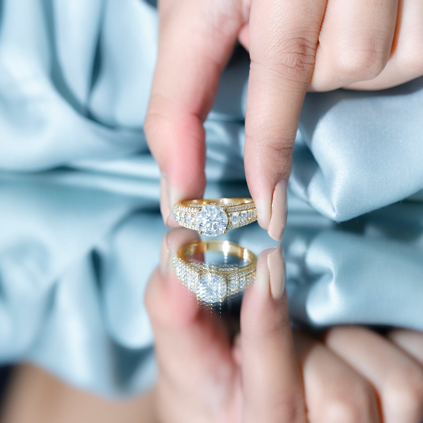 Lab Grown Diamond Statement Engagement Ring With Side Stones