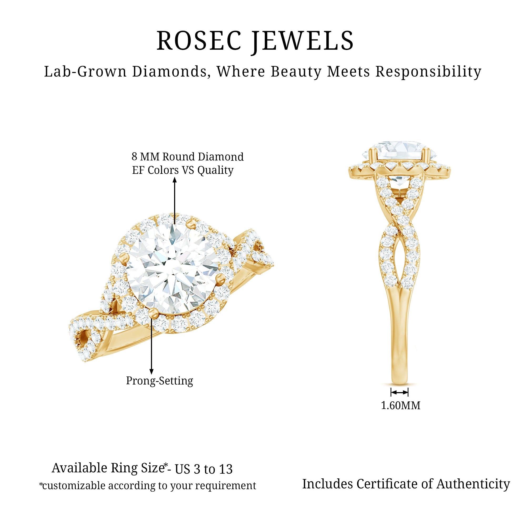 Criss Cross Lab Grown Diamond Halo Engagement Ring For Women