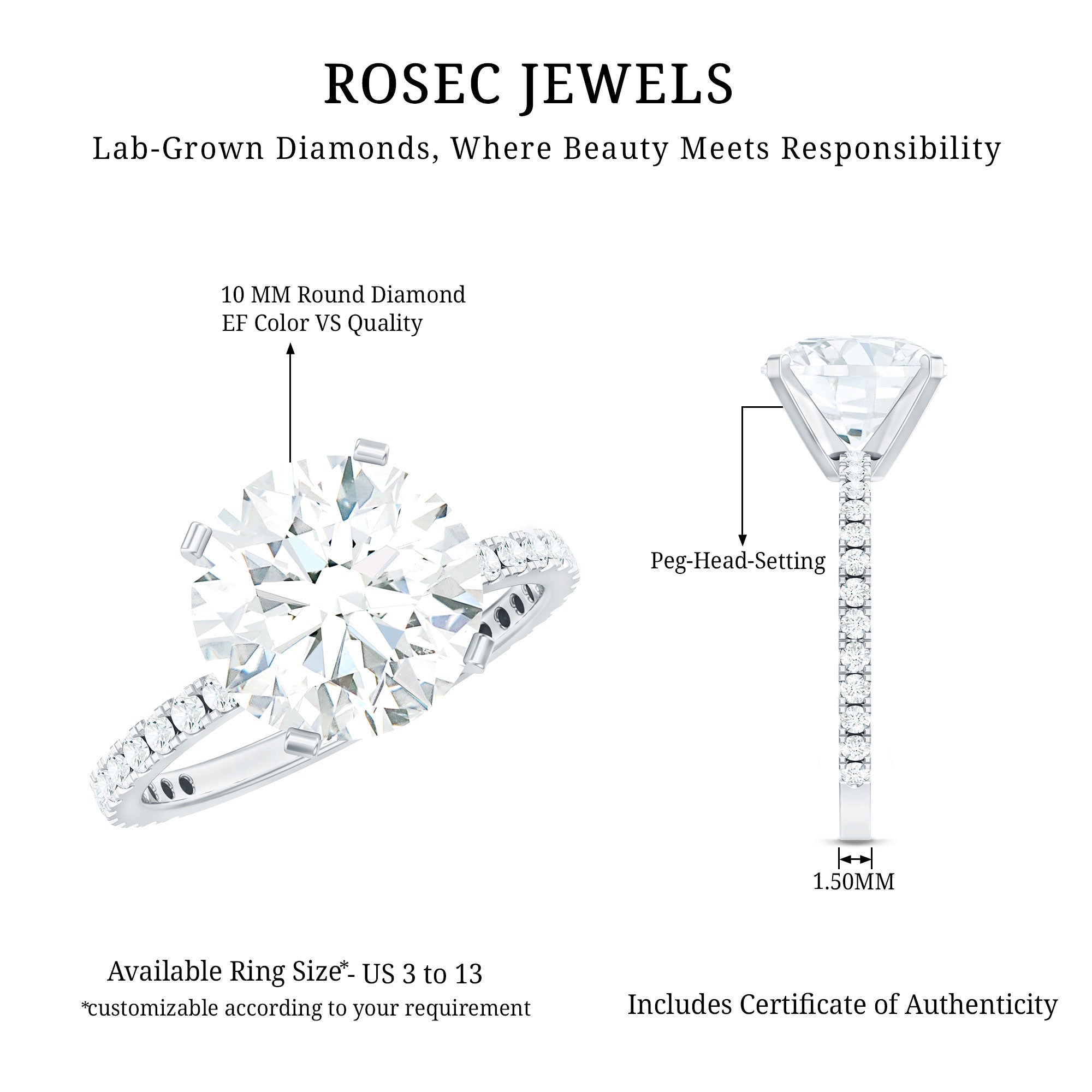 4 Carat Lab Grown Diamond Engagement Ring