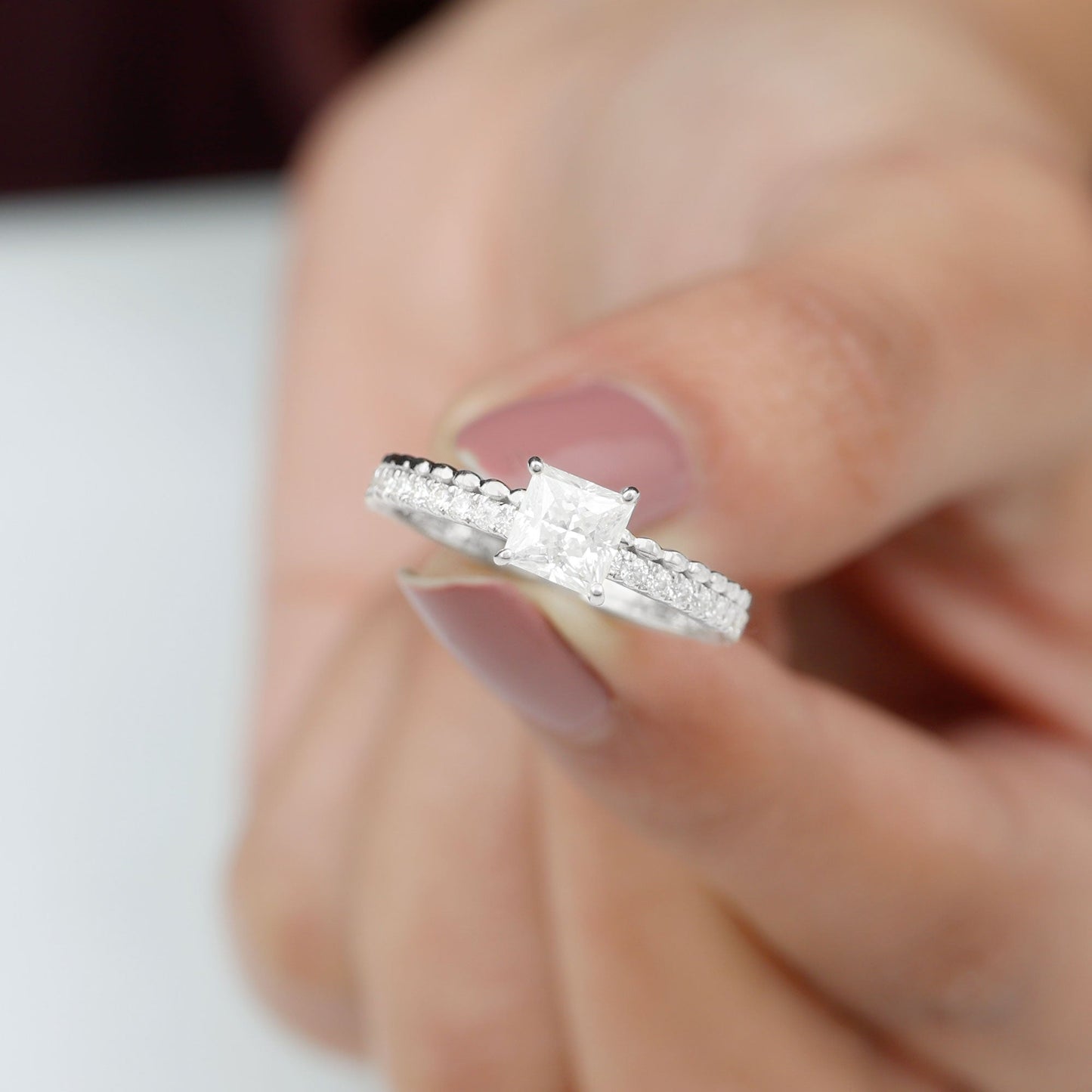 Princess Cut Lab Grown Diamond Promise Ring With Certificate