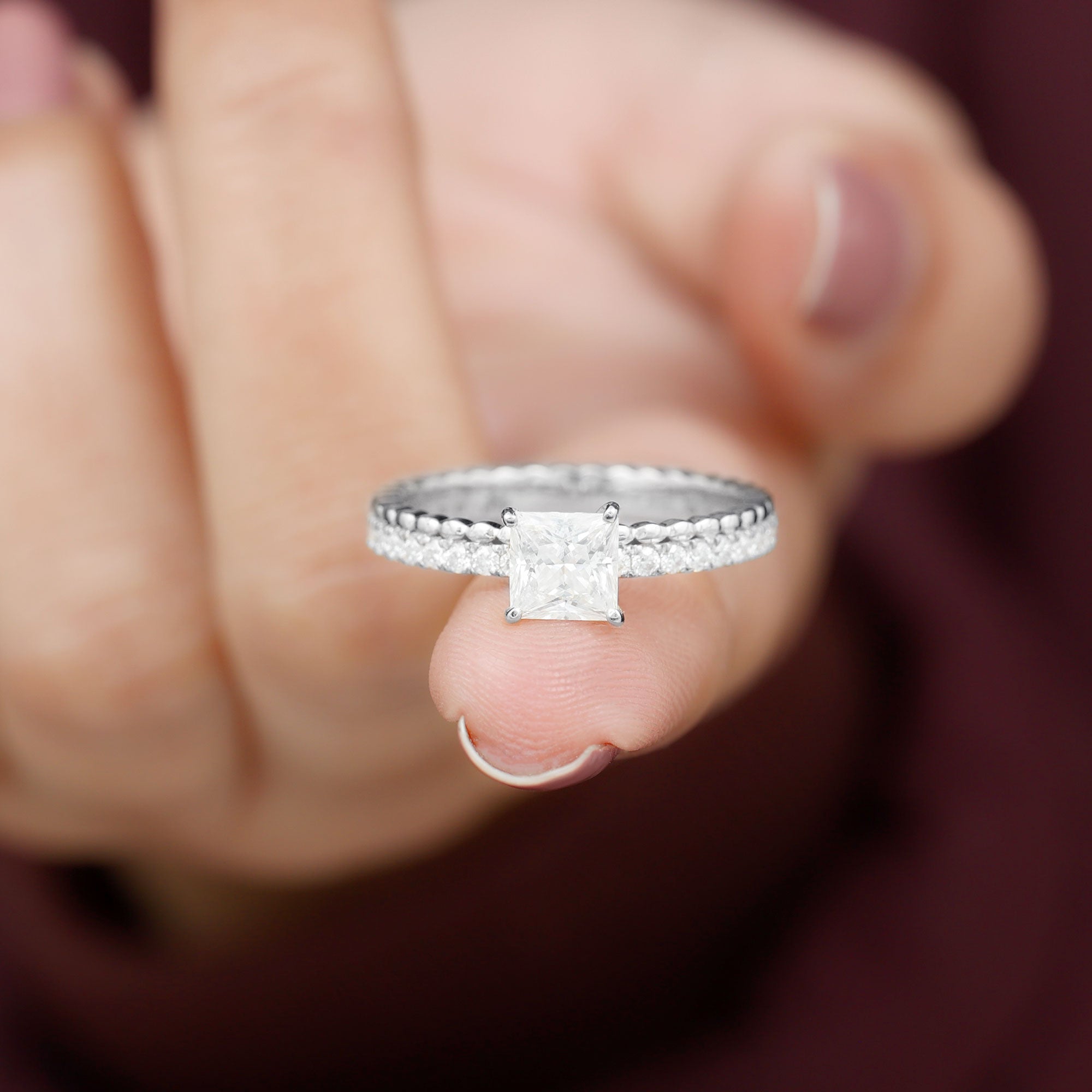 Princess Cut Lab Grown Diamond Promise Ring With Certificate