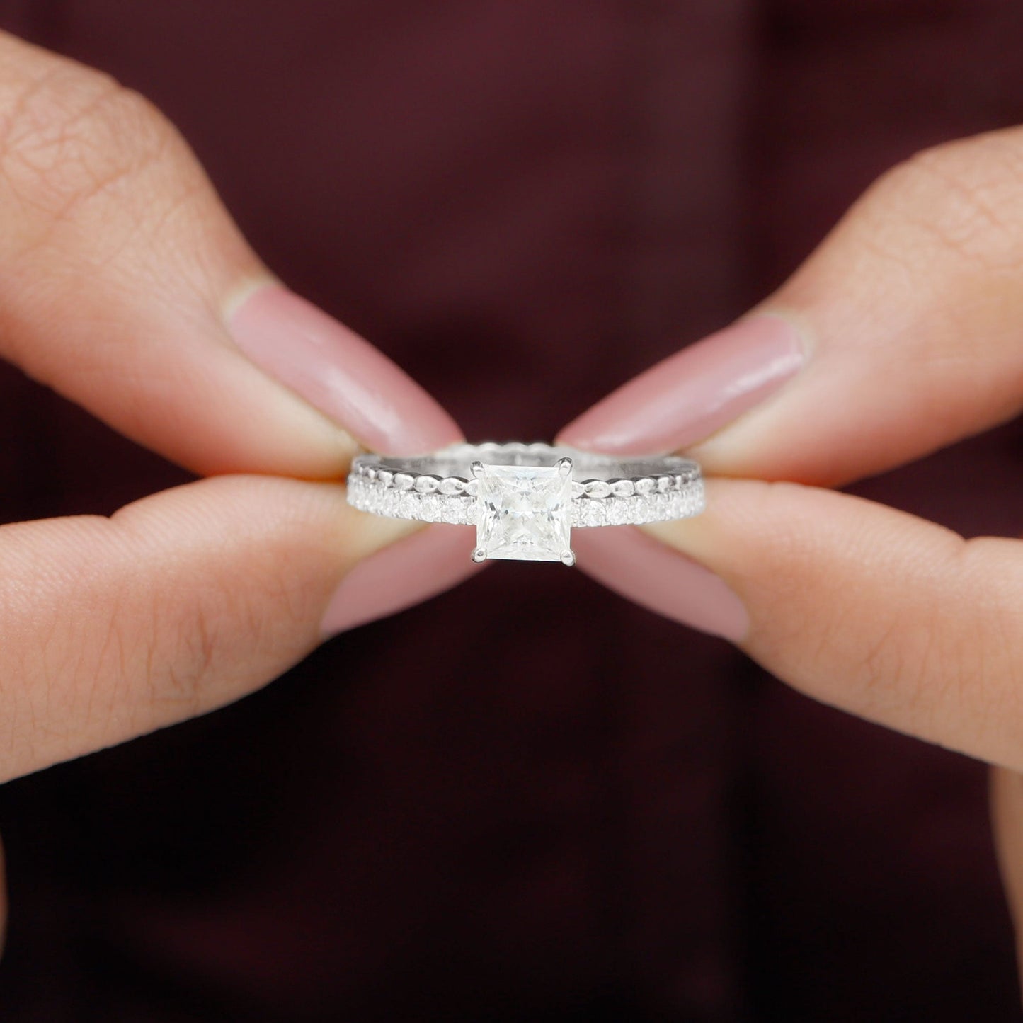 Princess Cut Lab Grown Diamond Promise Ring With Certificate