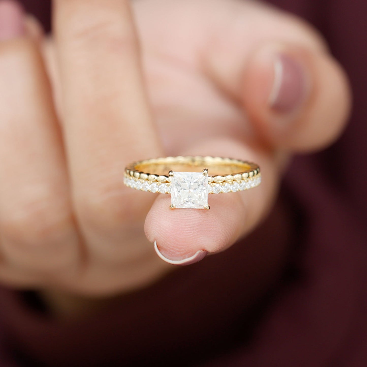 Princess Cut Lab Grown Diamond Promise Ring With Certificate