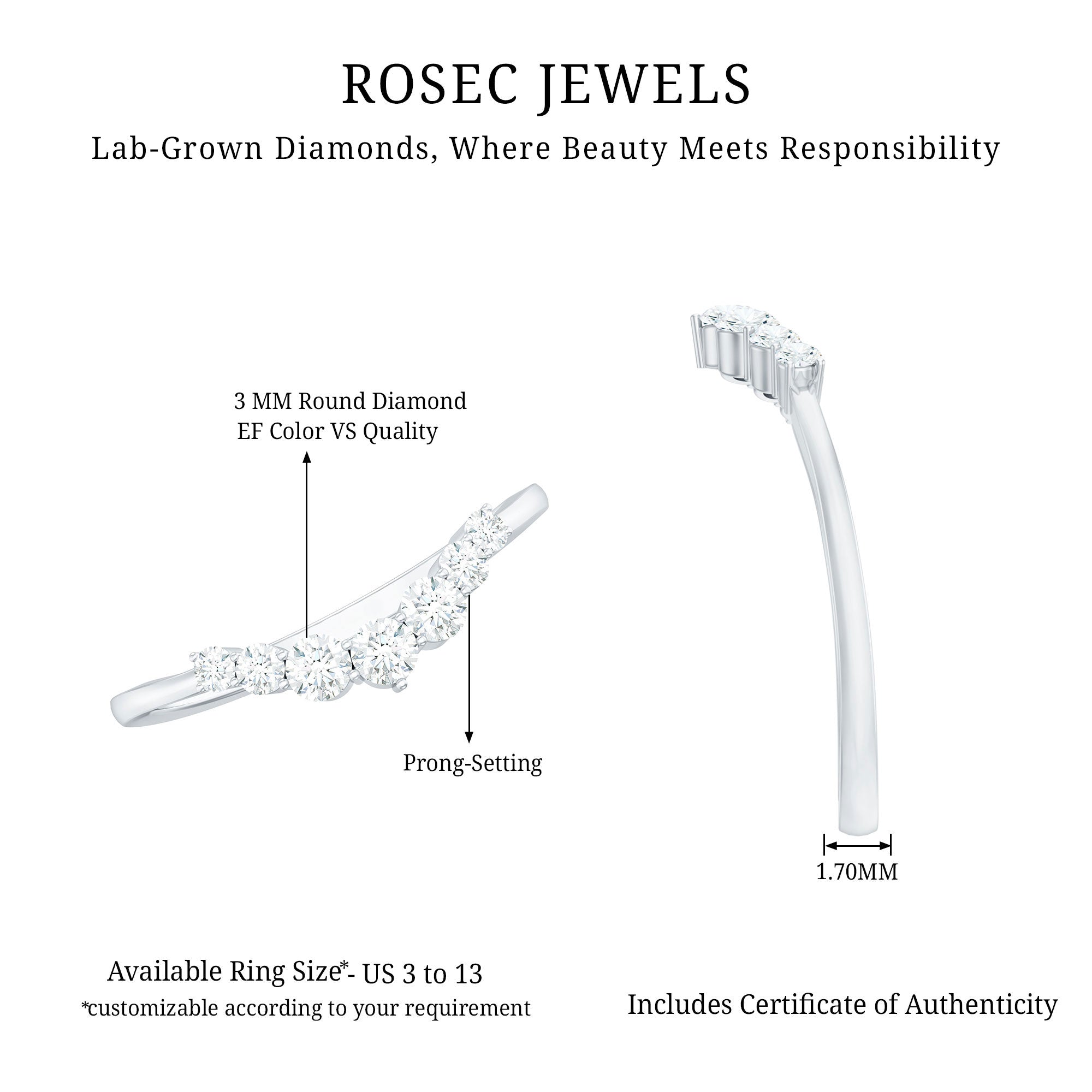 Certified Brilliant Cut Lab Grown Diamond Wedding Band Enhancer