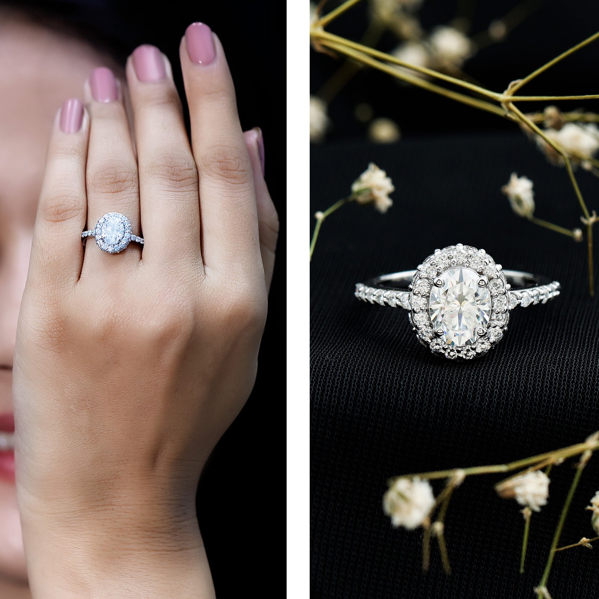 Certified 6X8 mm Lab Grown Diamond Oval Shape Engagement Ring