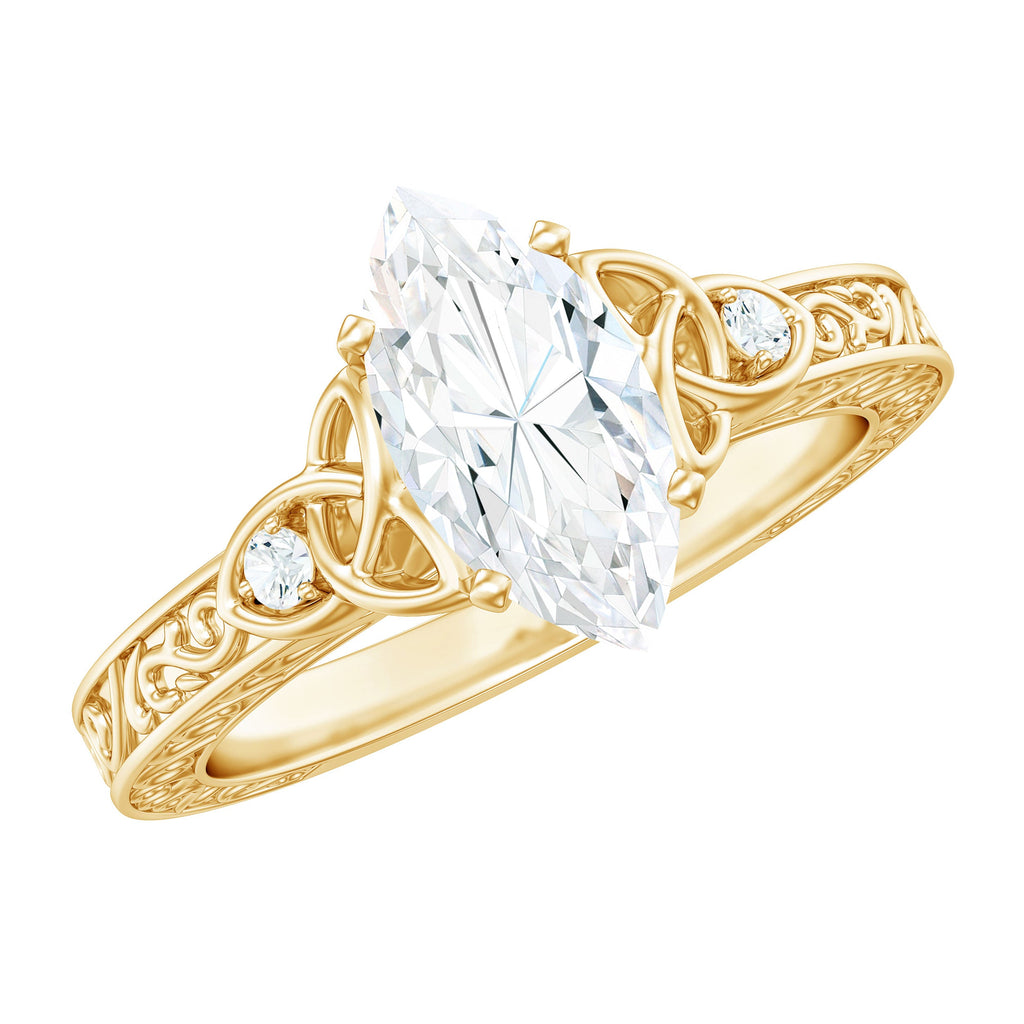 Lab Grown Diamond Marquise Engagement Ring with Celtic Knot Detail