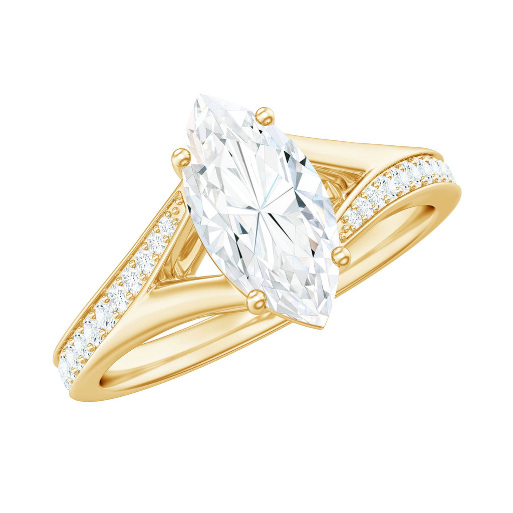 Brilliant Cut Lab Grown Diamond Marquise Engagement Ring with Split Shank