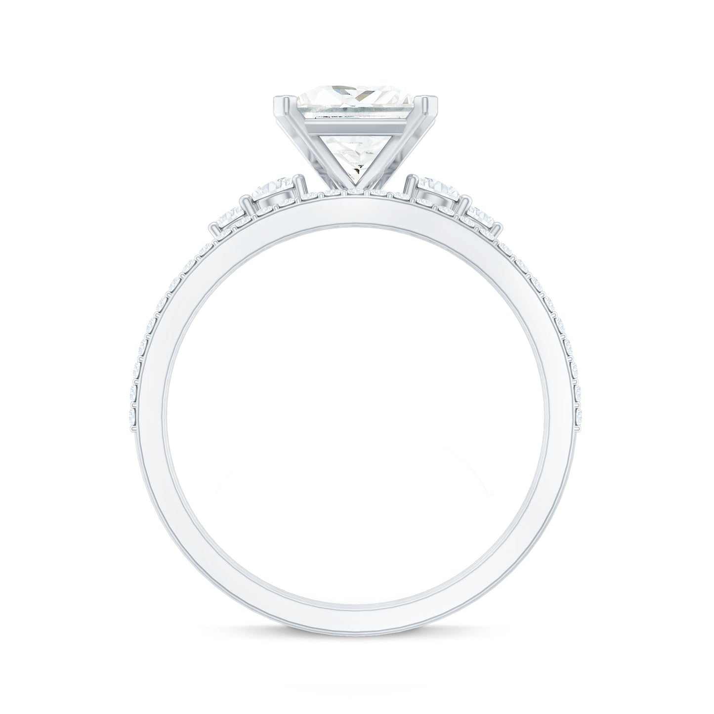 Lab Grown Diamond 6 MM Princess Cut Engagement Ring With Enhancer