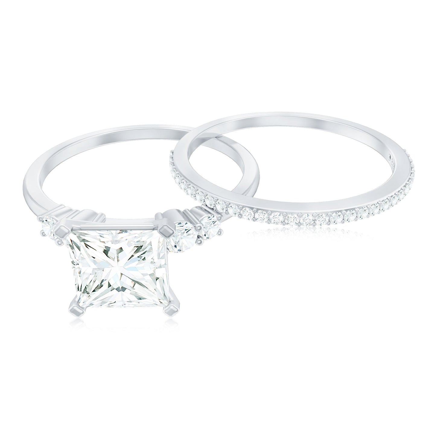 Lab Grown Diamond 6 MM Princess Cut Engagement Ring With Enhancer