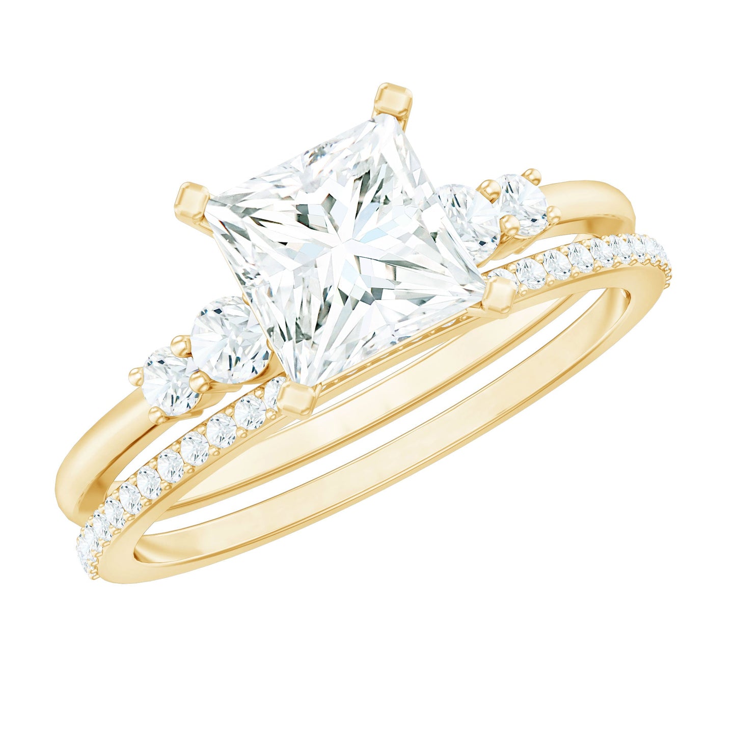 Lab Grown Diamond 6 MM Princess Cut Engagement Ring With Enhancer