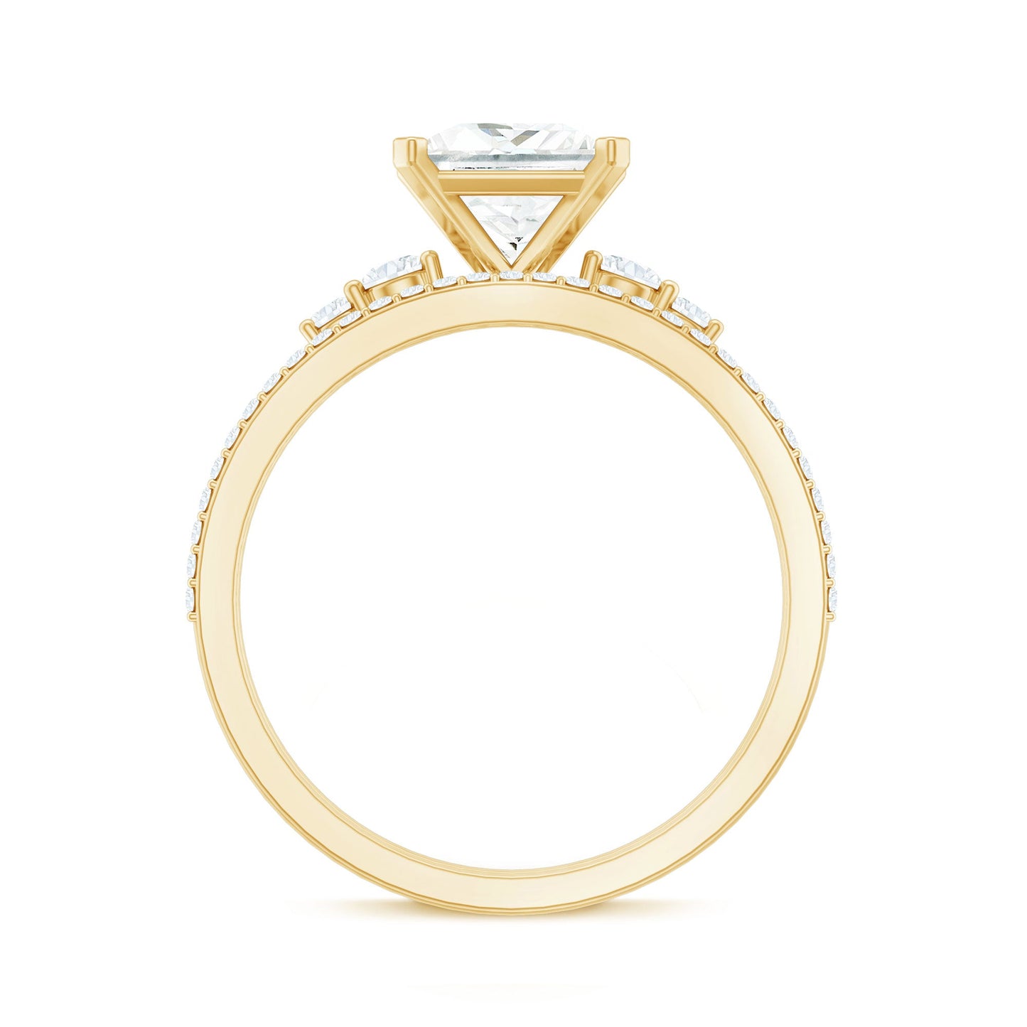 Lab Grown Diamond 6 MM Princess Cut Engagement Ring With Enhancer