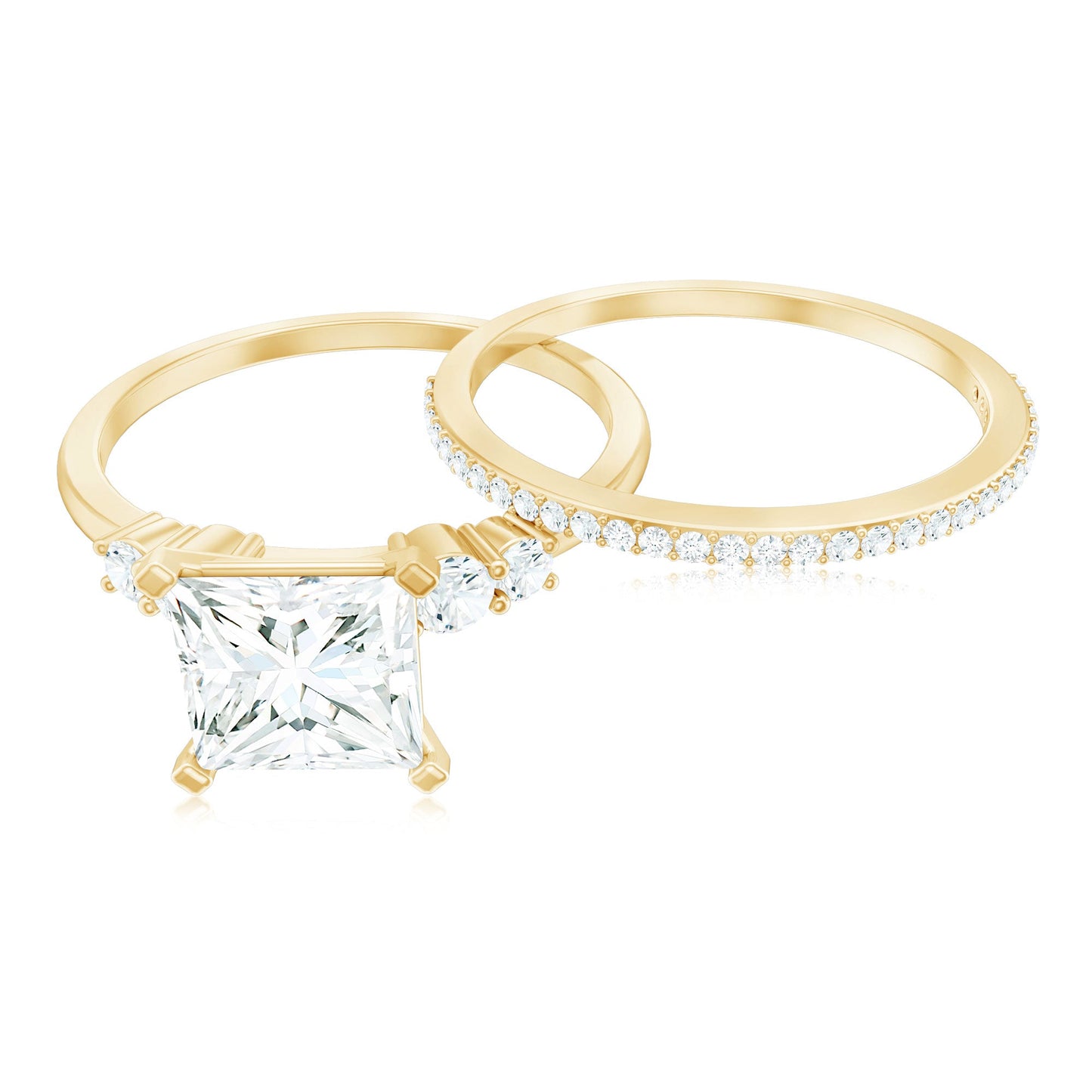 Lab Grown Diamond 6 MM Princess Cut Engagement Ring With Enhancer