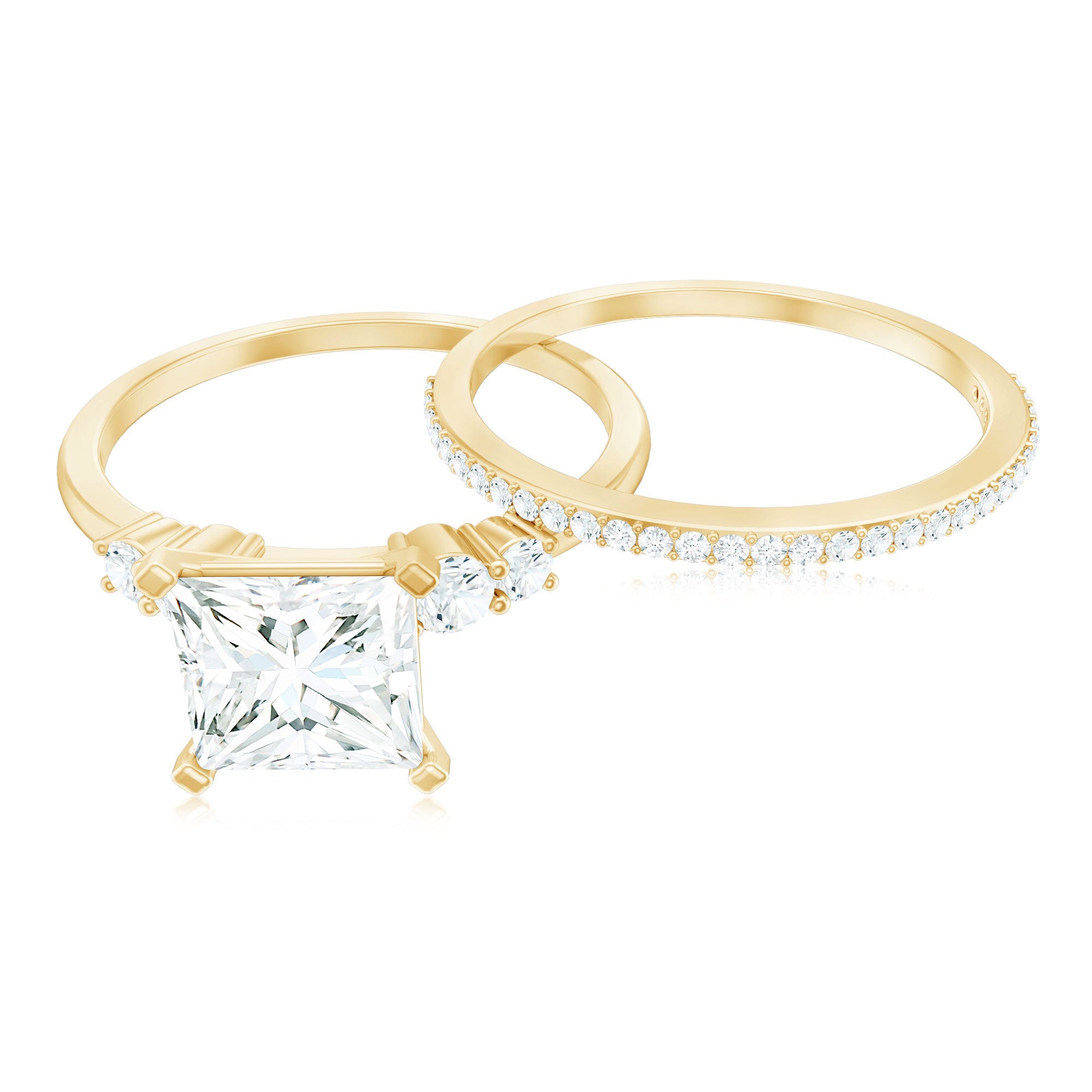 Lab Grown Diamond 6 MM Princess Cut Engagement Ring With Enhancer