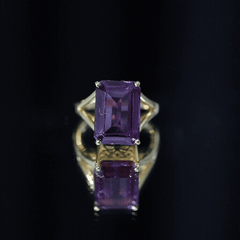Lab Grown Alexandrite 10X14 MM Emerald Cut Engagement Ring