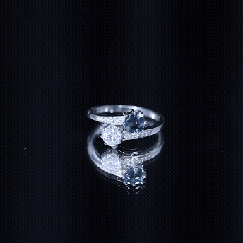 Designer Two Stone Engagement Ring with London Blue Topaz and Moissanite