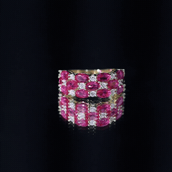 Lab Created Ruby and Diamond Wide Wedding Band in Silver