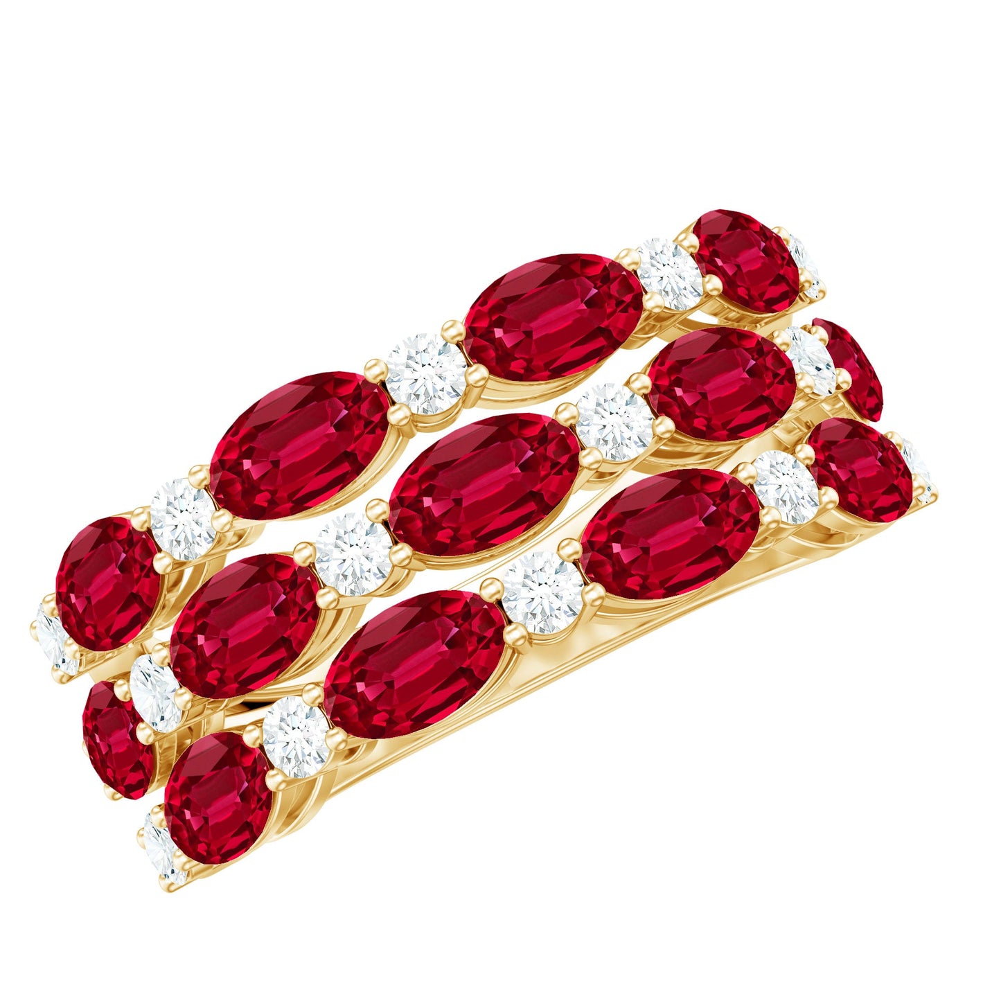 Lab Created Ruby and Diamond Wide Wedding Band in Silver