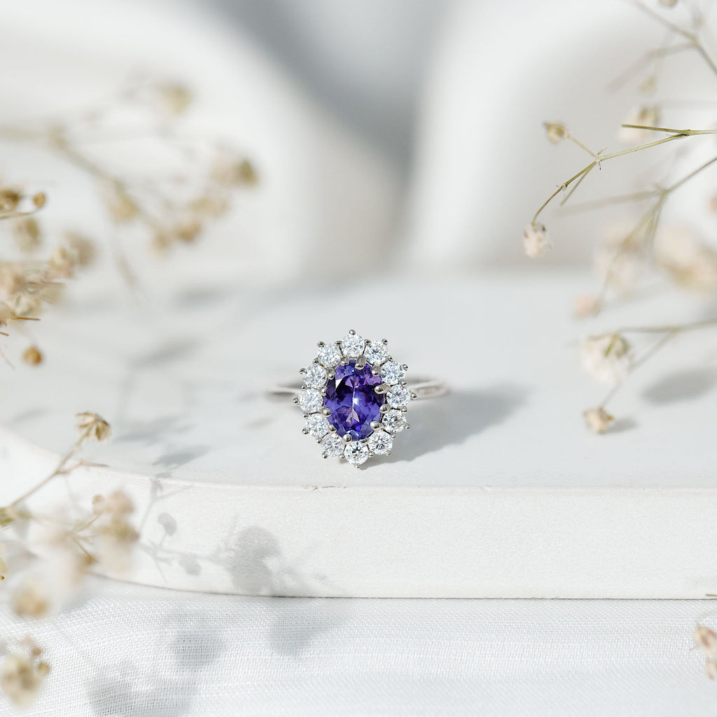 Genuine 6X8 MM Tanzanite Oval Engagement Ring