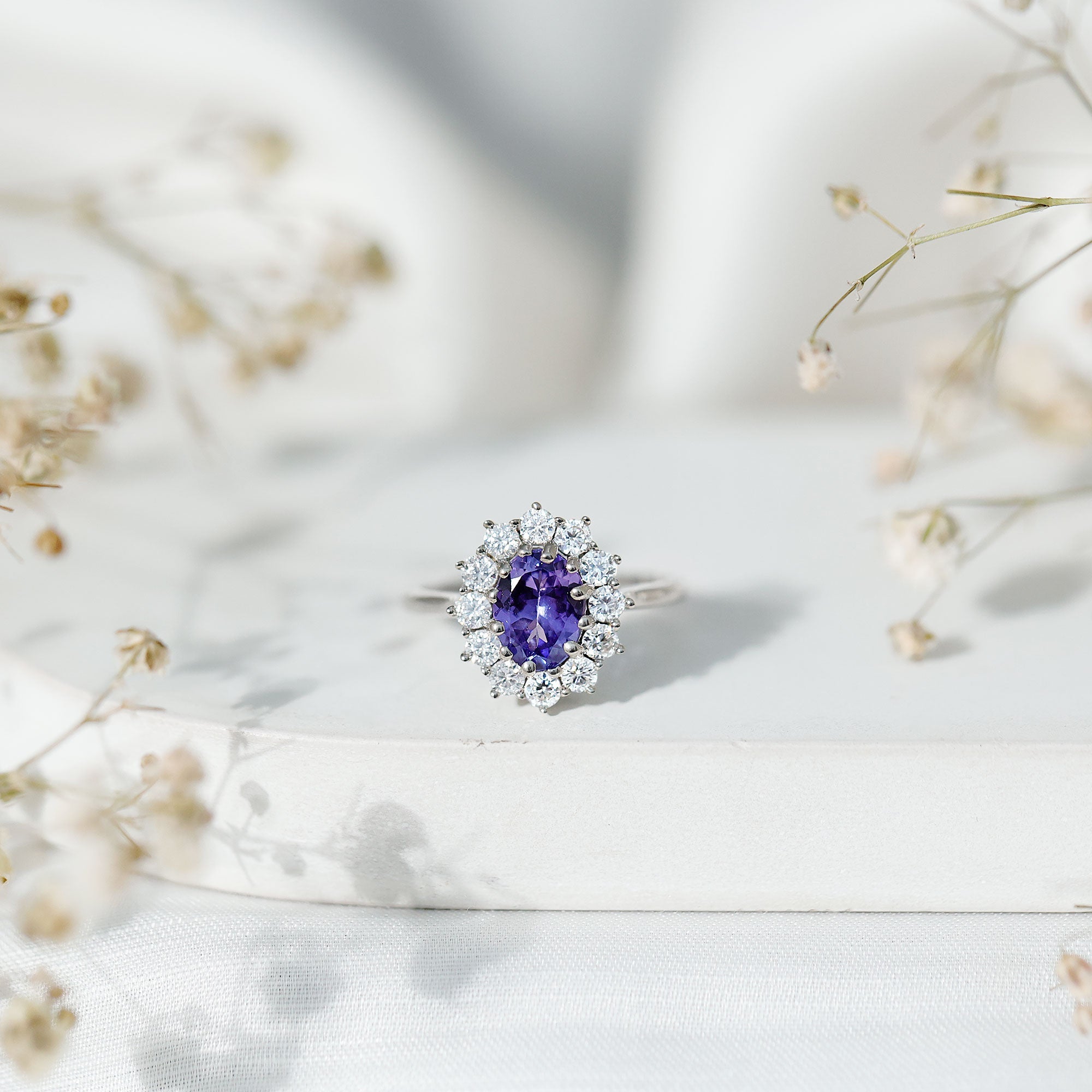 Genuine 6X8 MM Tanzanite Oval Engagement Ring