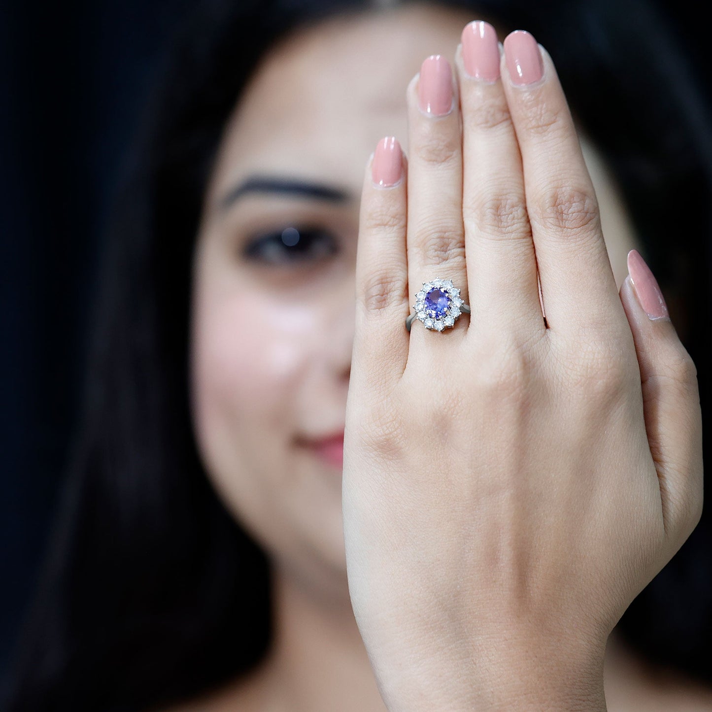 Genuine 6X8 MM Tanzanite Oval Engagement Ring