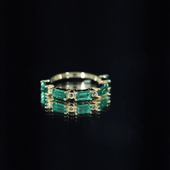 Baguette Cut Lab Created Emerald Eternity Wedding Band