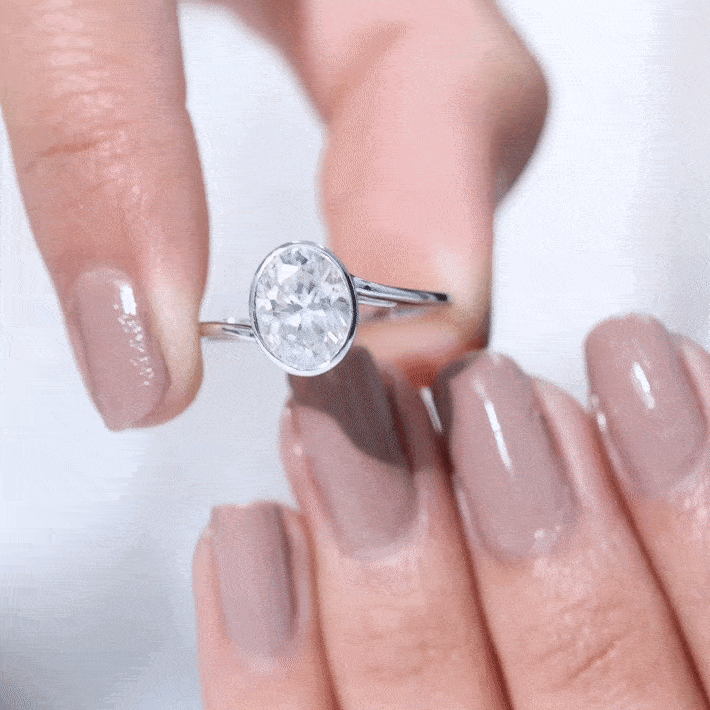 Oval Shape Lab Grown Diamond Solitaire Bypass Ring