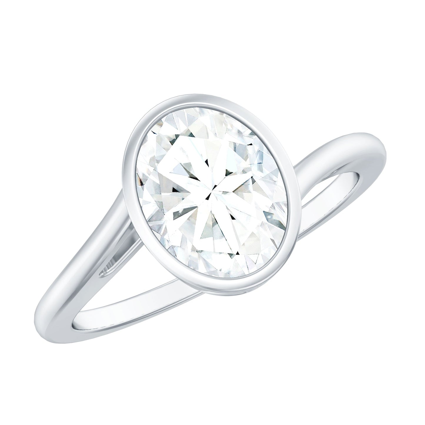 Oval Shape Lab Grown Diamond Solitaire Bypass Ring