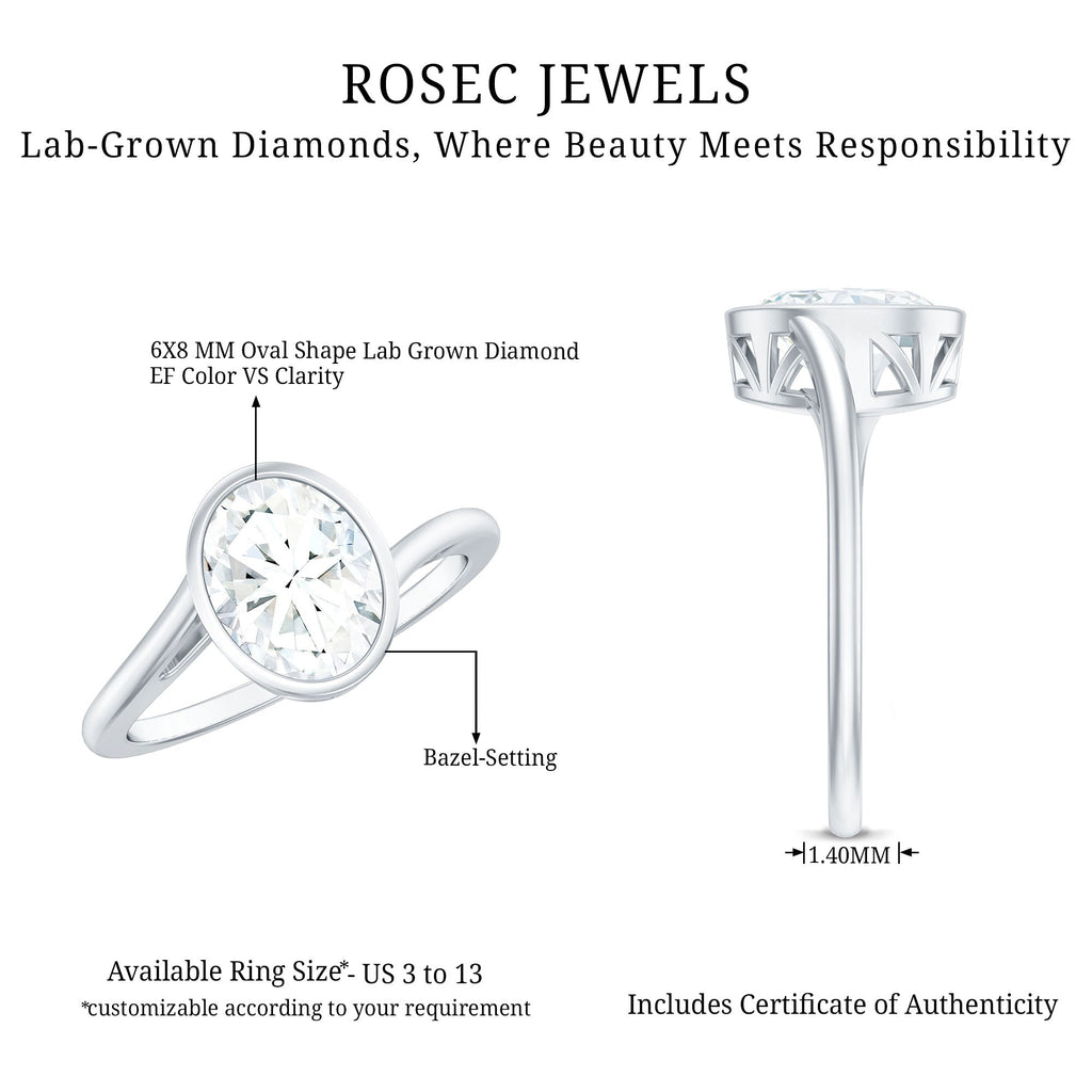 Oval Shape Lab Grown Diamond Solitaire Bypass Ring