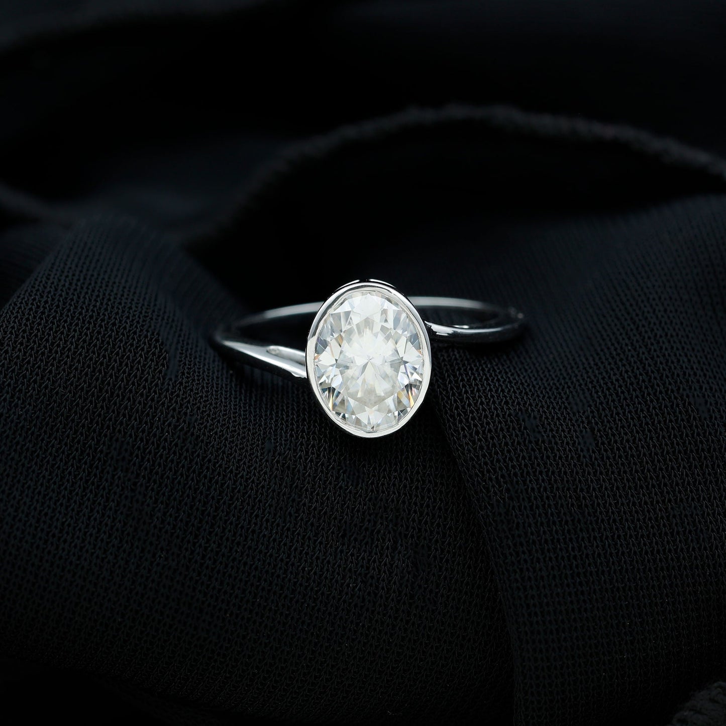 Oval Shape Lab Grown Diamond Solitaire Bypass Ring