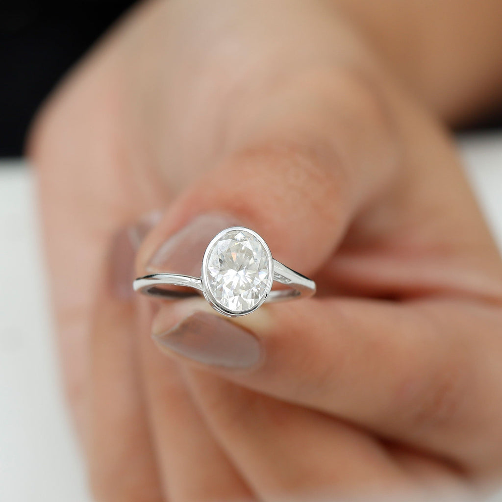 Oval Shape Lab Grown Diamond Solitaire Bypass Ring