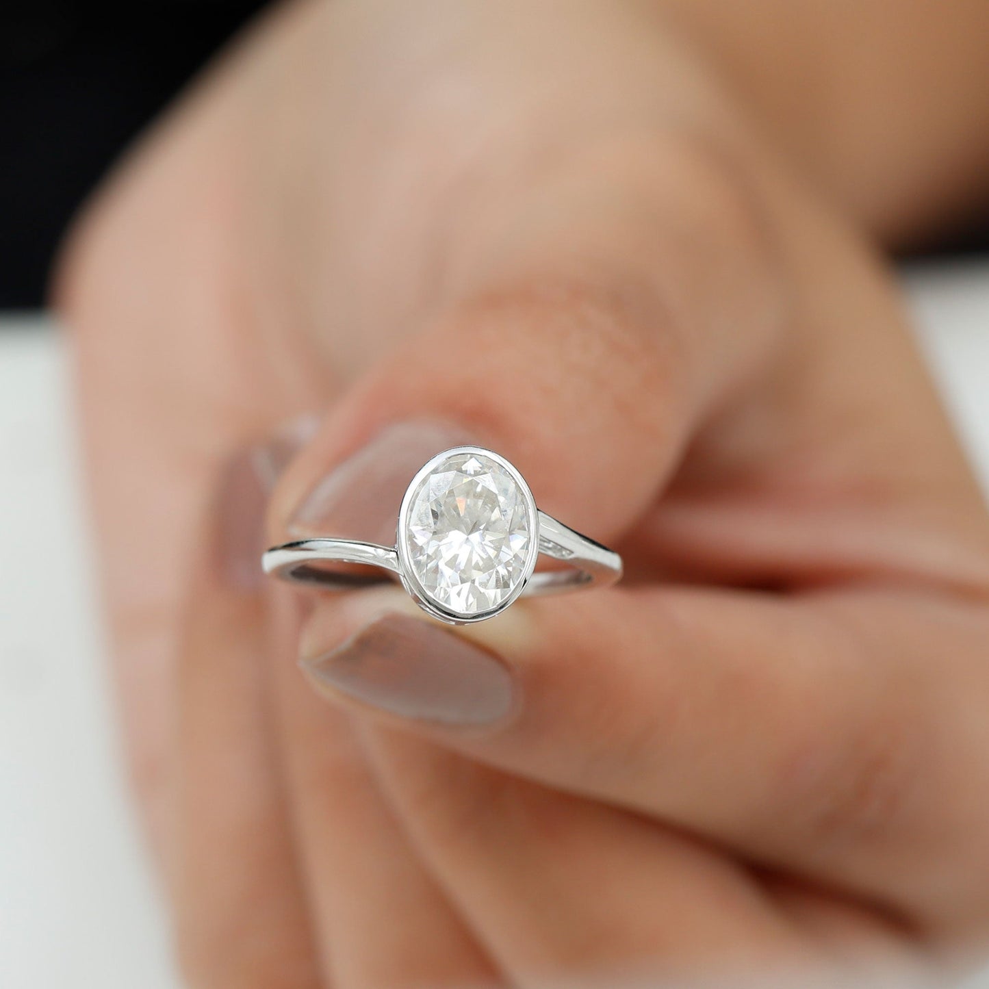 Oval Shape Lab Grown Diamond Solitaire Bypass Ring