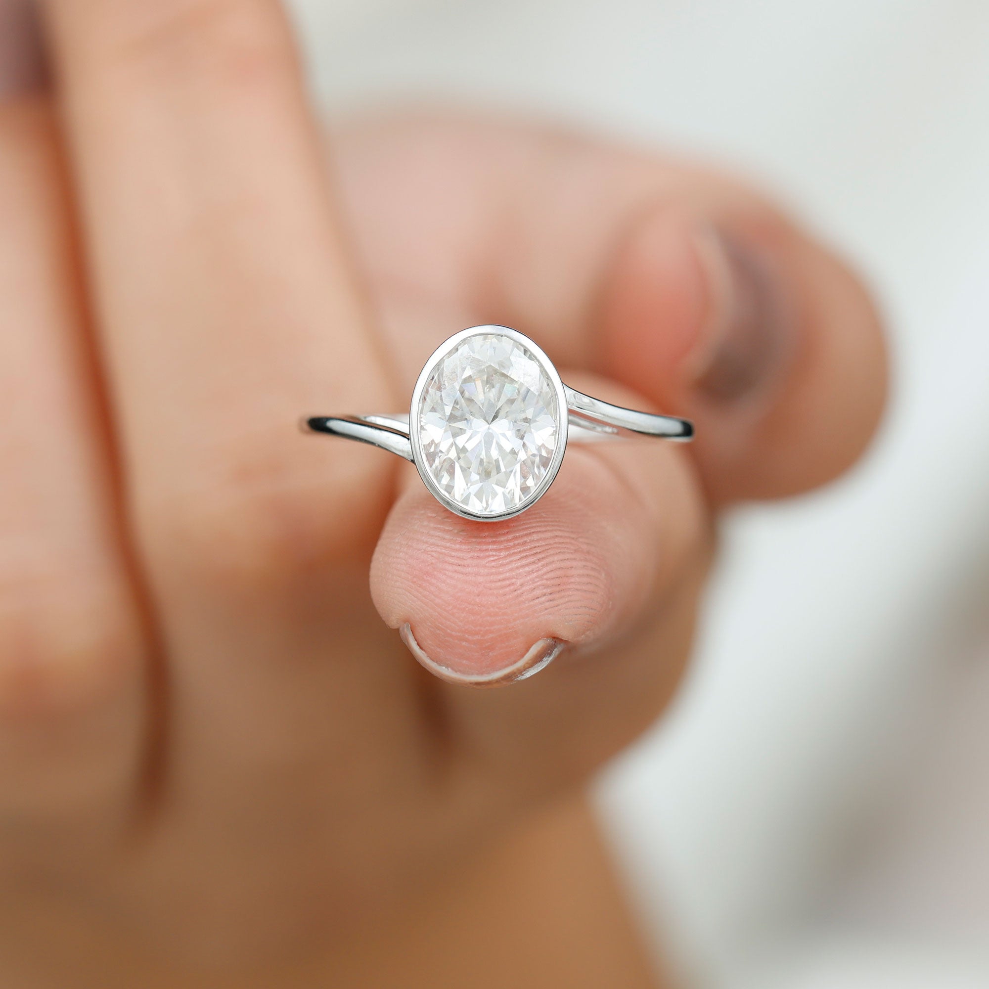 Oval Shape Lab Grown Diamond Solitaire Bypass Ring